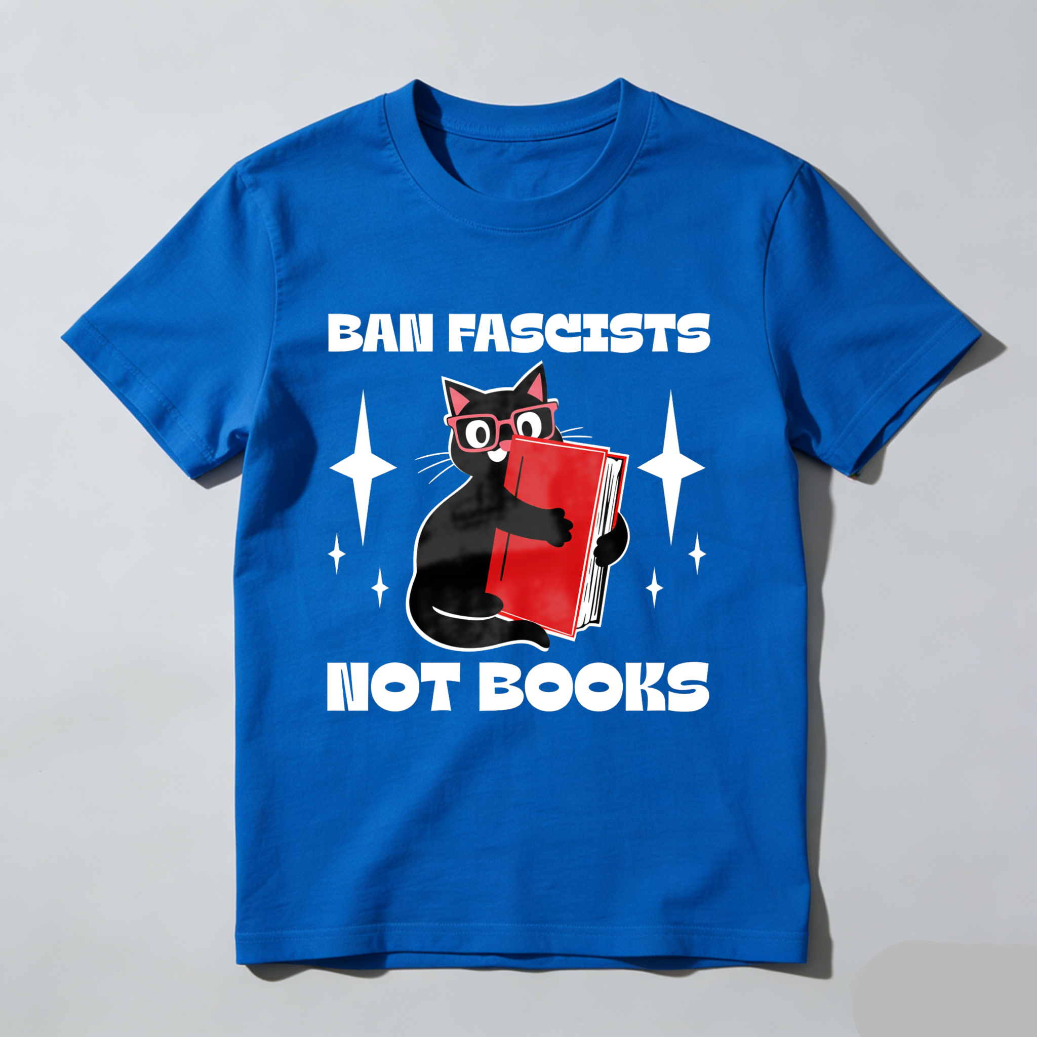 Wardrobecart Ban Fascists Not Books Cat Reading Book Tshirt
