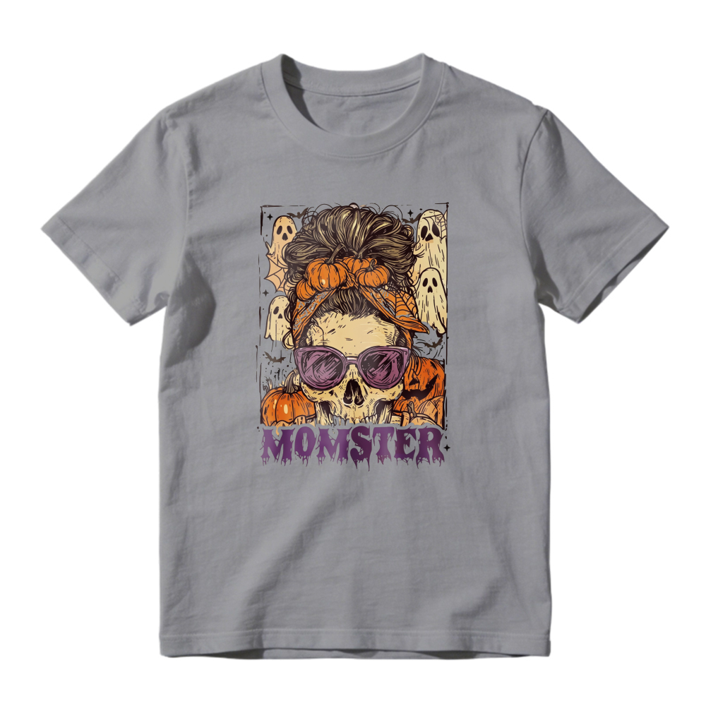 Halloween Skull With Sunglasses And Ghosts Momster Graphic, Unisex Classic T-shirt