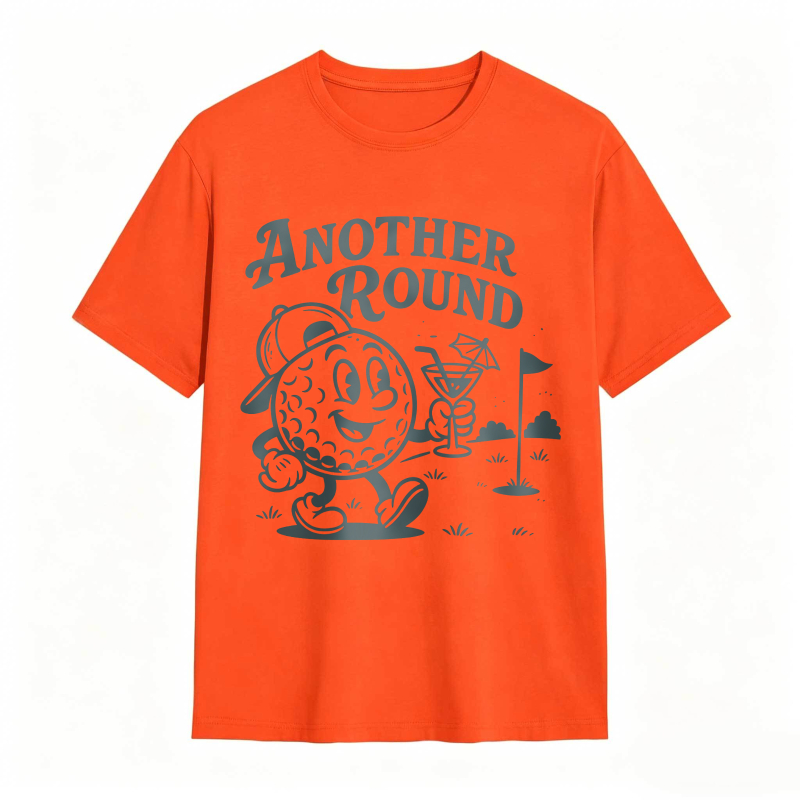 Golf Ball Character Holding Cocktail And Flag On Golf Course Another Round Text Unisex Classic T-shirt