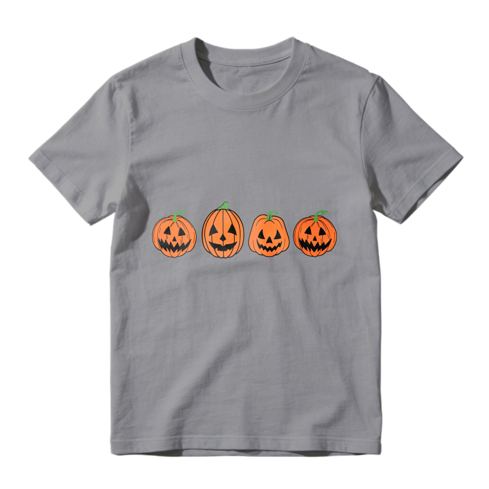 Four Orange Jack O Lantern Pumpkin Faces Halloween Unisex Classic T-shirt