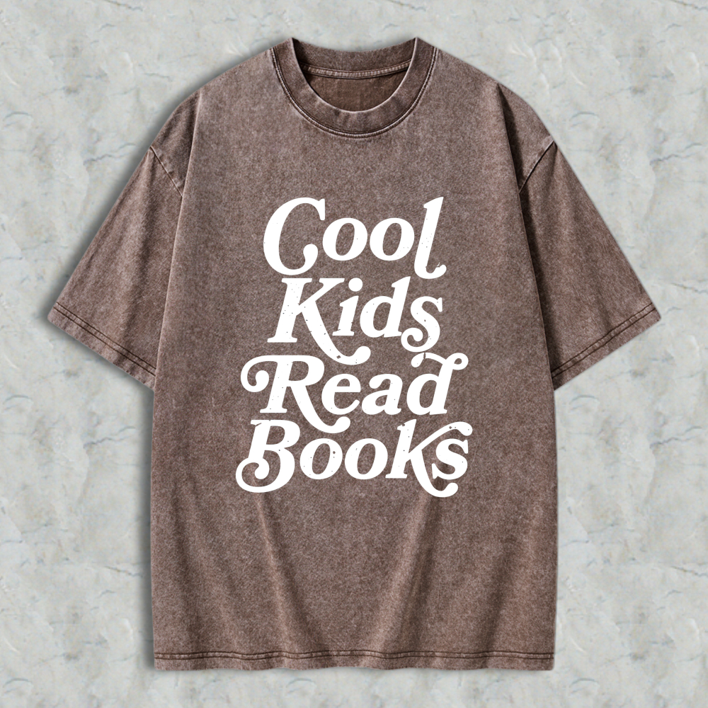 Wardrobecart Cool Kids Read Books Unisex Washed T-shirt