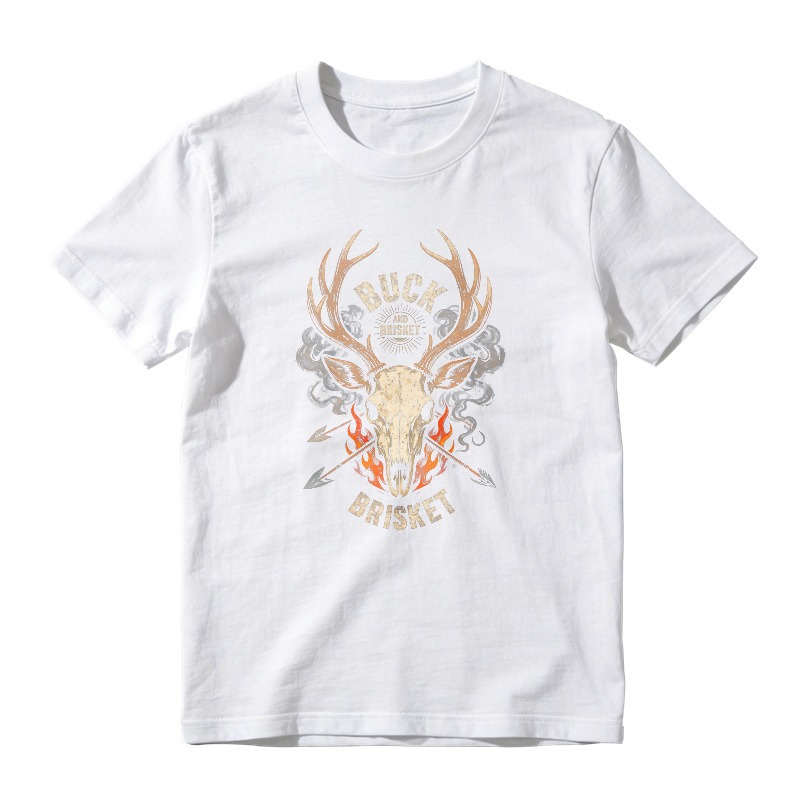 Buck Brisket Deer Skull With Antlers And Flames Unisex Classic T-shirt