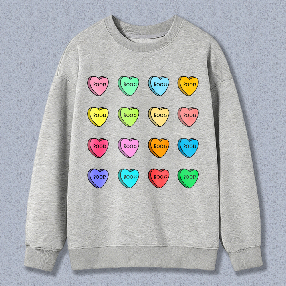 Wardrobecart Candy Heart Book Pattern Unisex Classic Sweatshirt