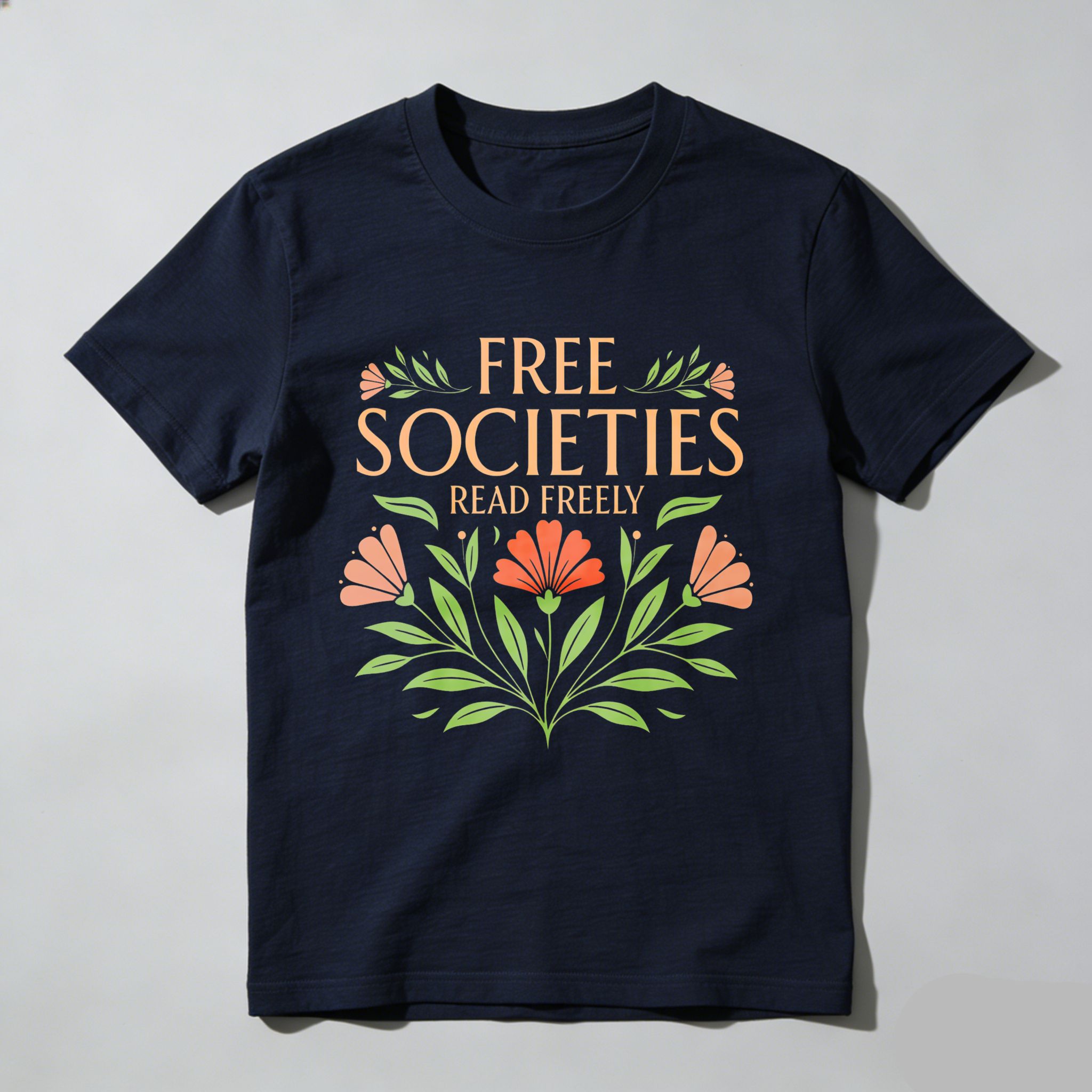 Wardrobecart Free Societies Read Freely Floral Design Tshirt
