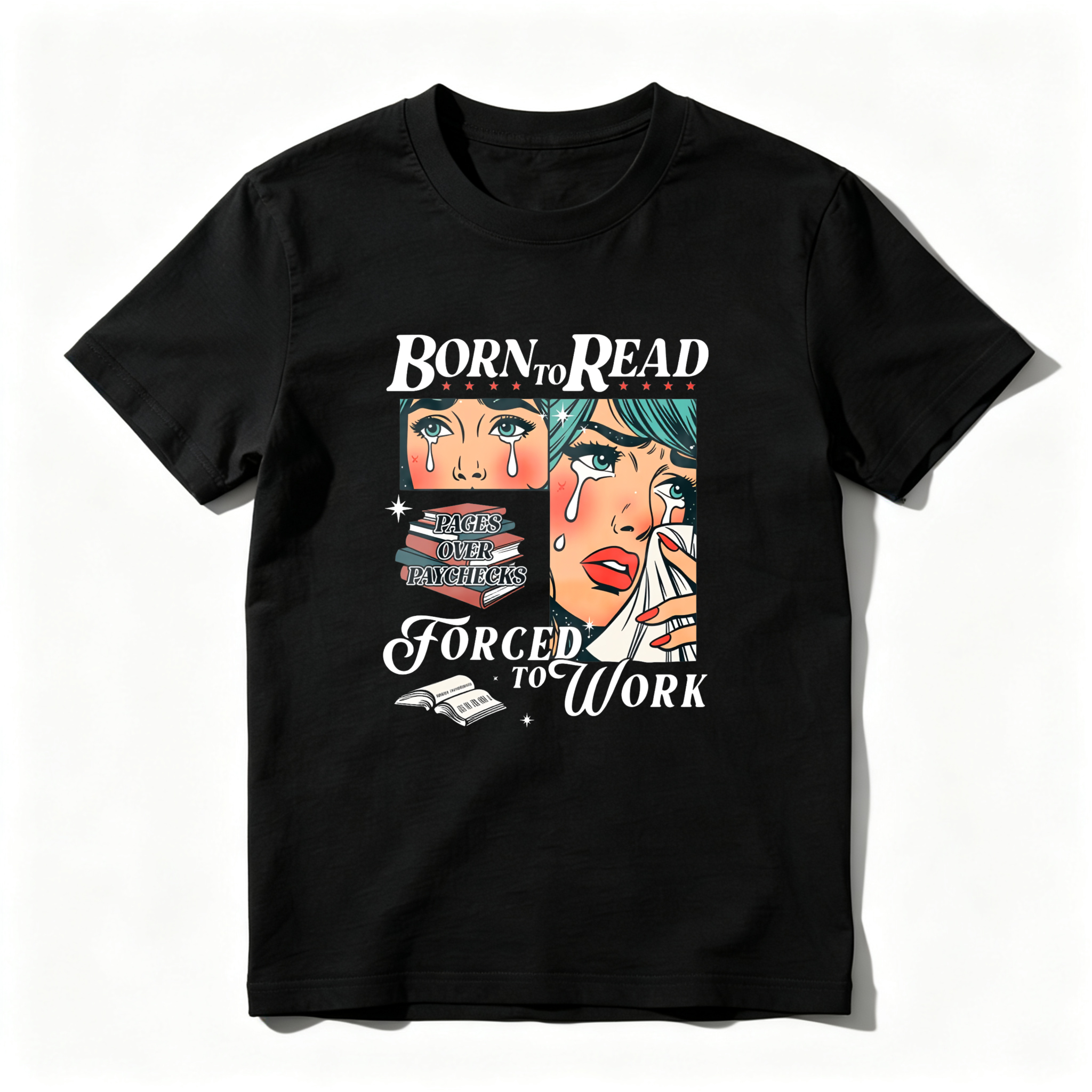 Wardrobecart Born To Read Forced To Work Tshirt