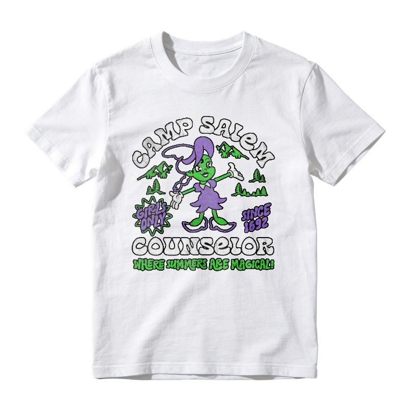 Camp Salem Counselor Since 1692 Girls Only Where Summers Are Magical Witch Graphic T-shirt