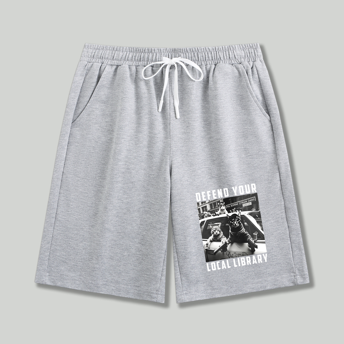 Wardrobecart Defend Your Local Library Cats With Guns Shorts