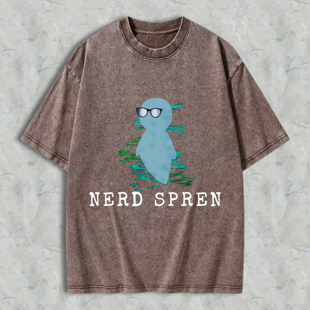Wardrobecart Nerd Spren Character With Glasses And Water Ripple Effect Unisex Washed T-shirt