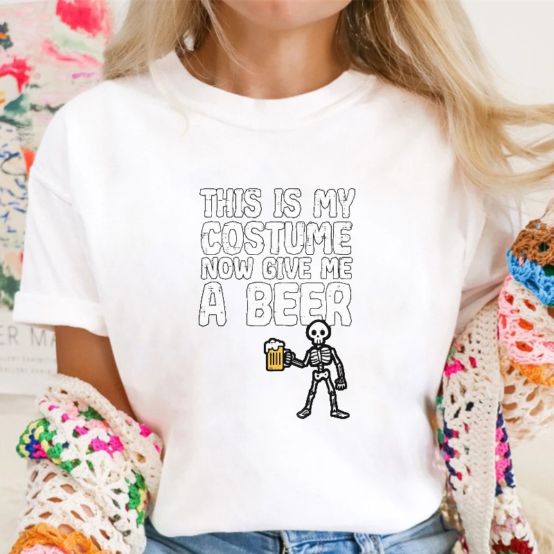 This Is My Costume Now Give Me Beer Skeleton Holding Mug Unisex Classic T-shirt