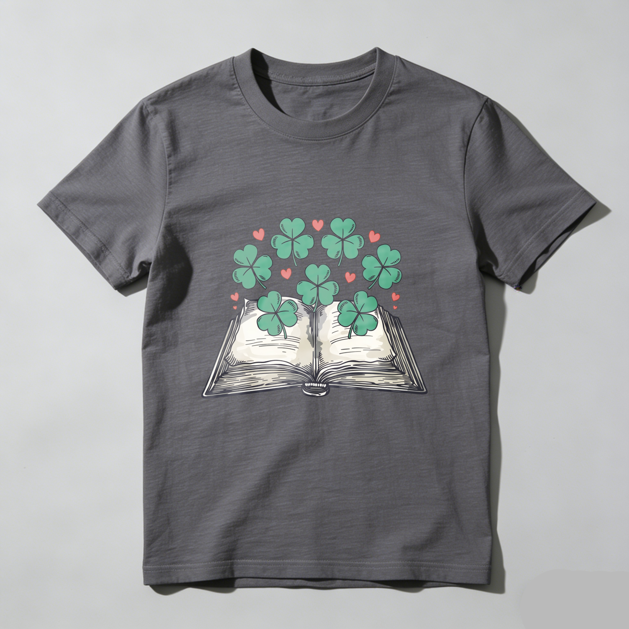 Wardrobecart Open Book With Clover And Hearts tshirt