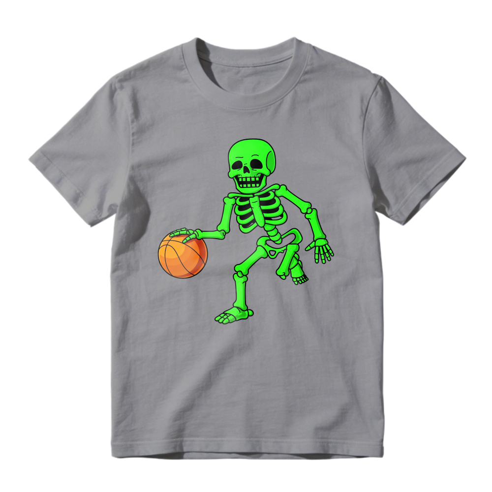 Neon Green Skeleton Dribbling Orange Basketball Unisex Classic T-shirt