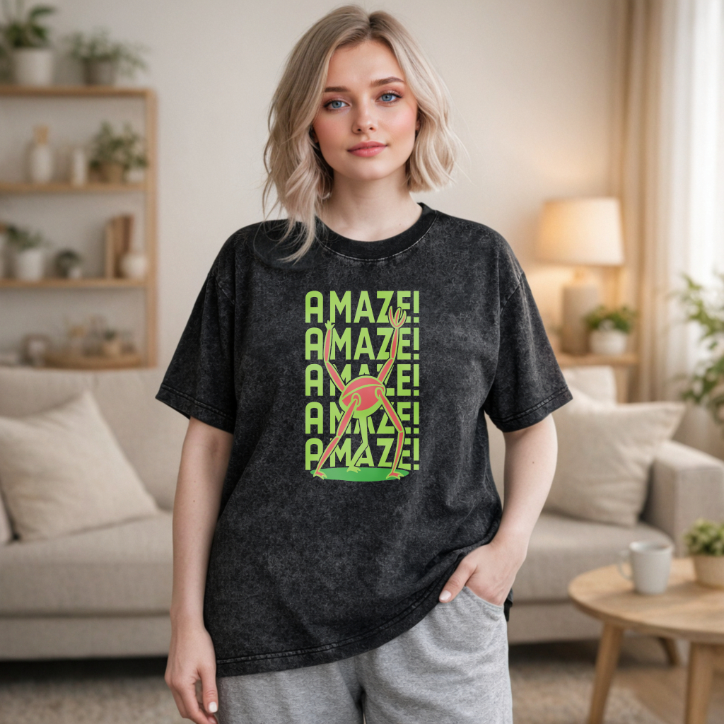Wardrobecart Amazing Frog Stacked Text Design Unisex Washed T-shirt