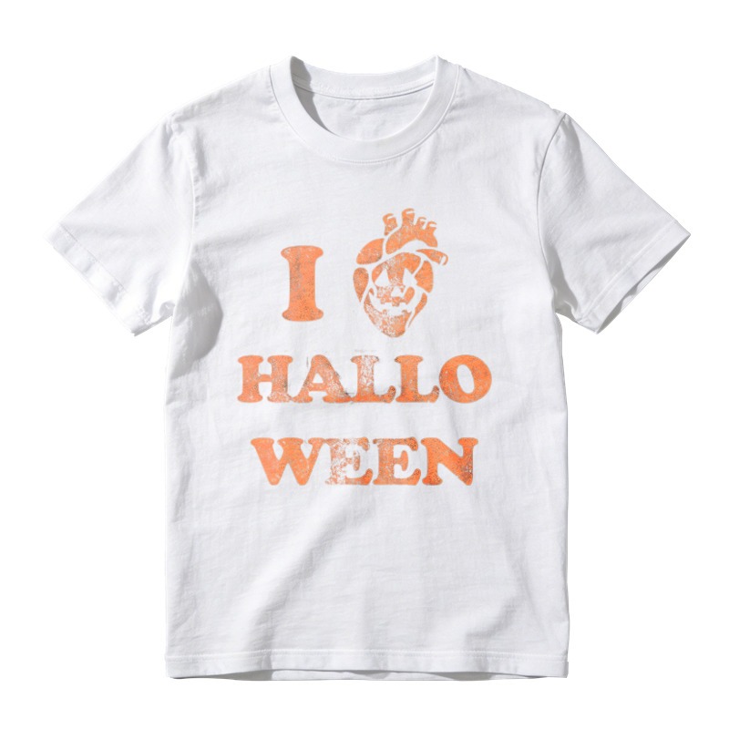 I Love Halloween Skull Heart Graphic T-shirt