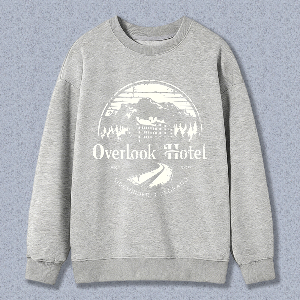 Wardrobecart Overlook Hotel Mountain Scene With Trees And Building Unisex Classic Sweatshirt