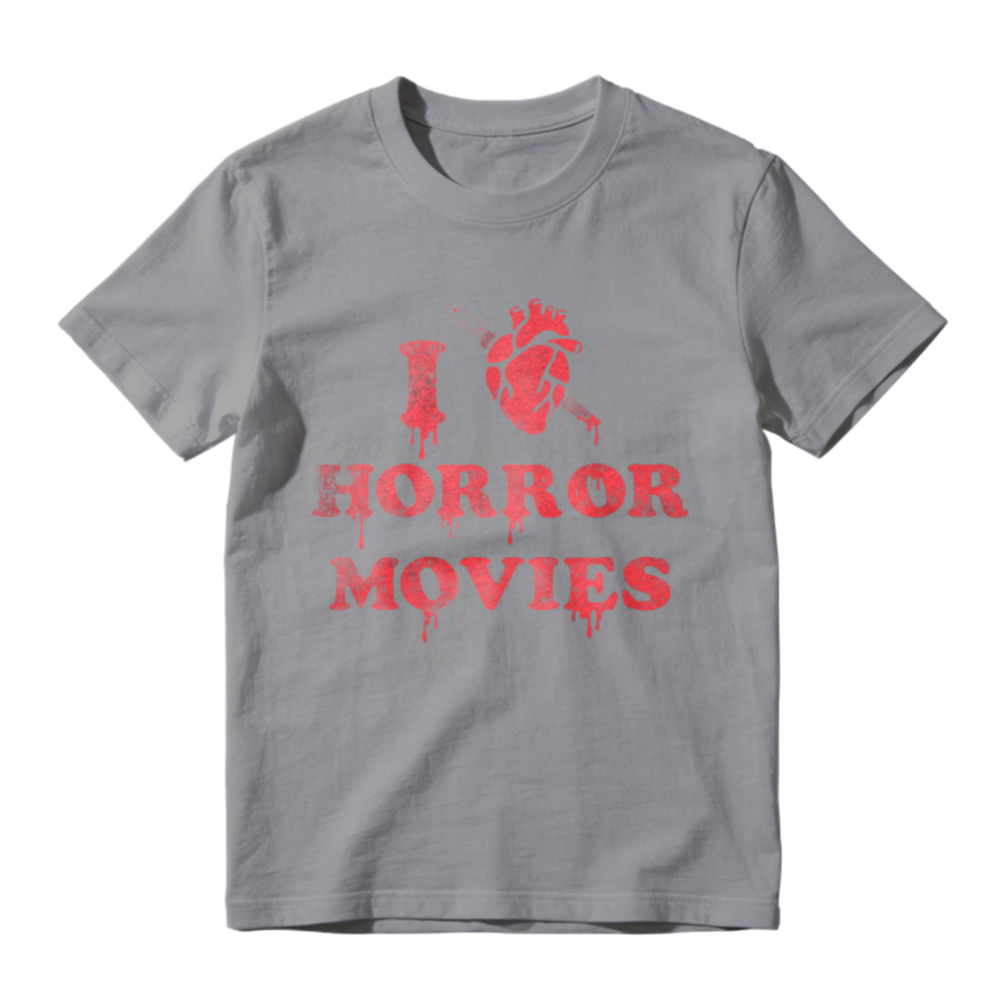 I Love Horror Movies With Heart And Knife Graphic T-shirt