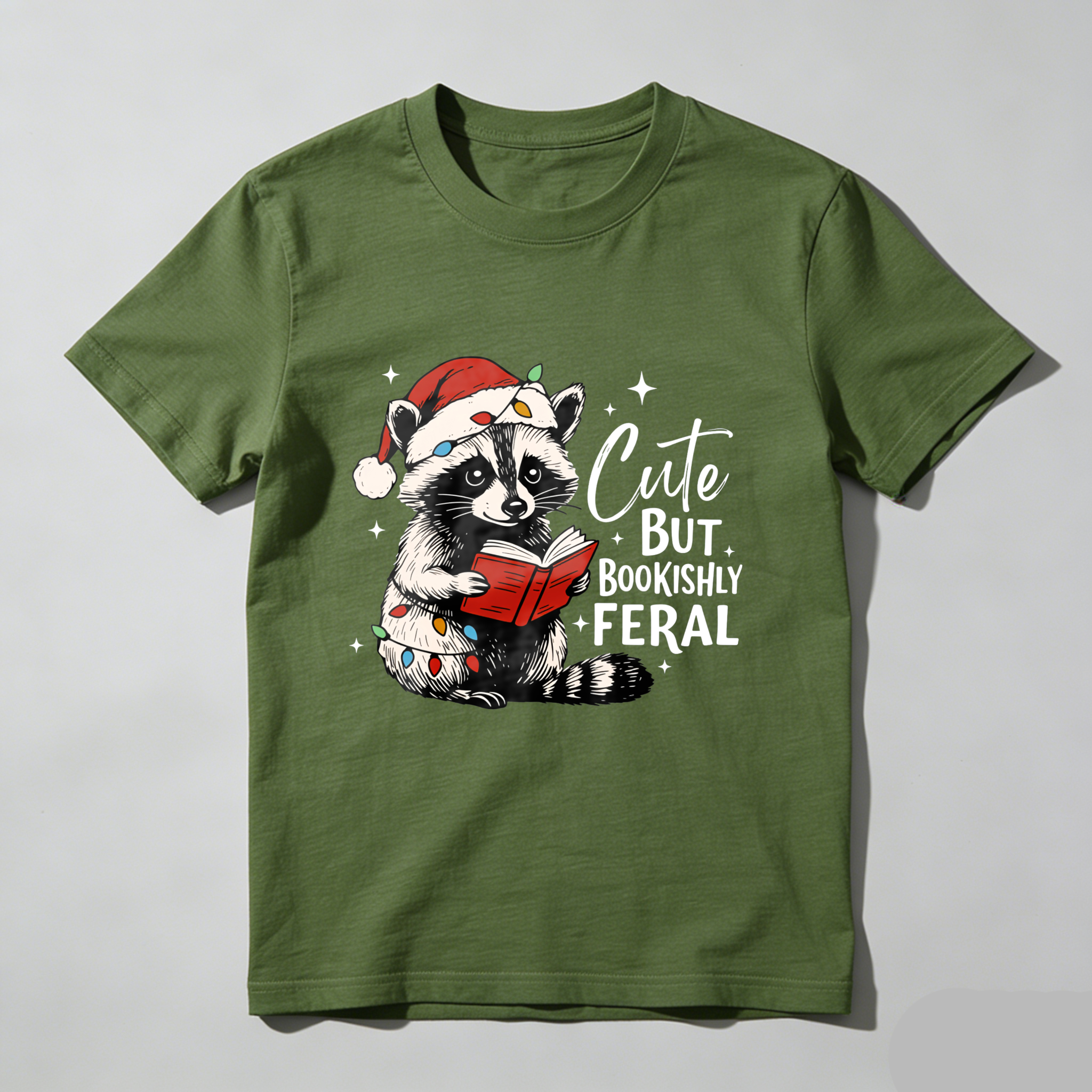Wardrobecart Cute But Bookishly Feral Raccoon Reading Tshirt