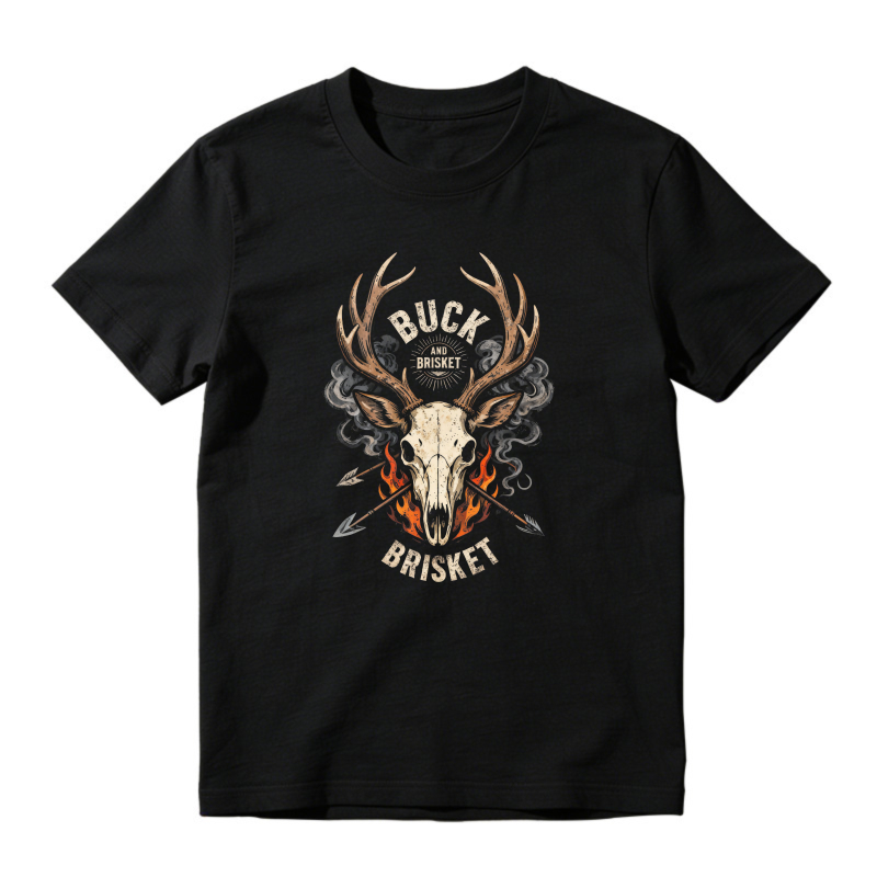 Buck Brisket Deer Skull With Antlers And Flames Unisex Classic T-shirt