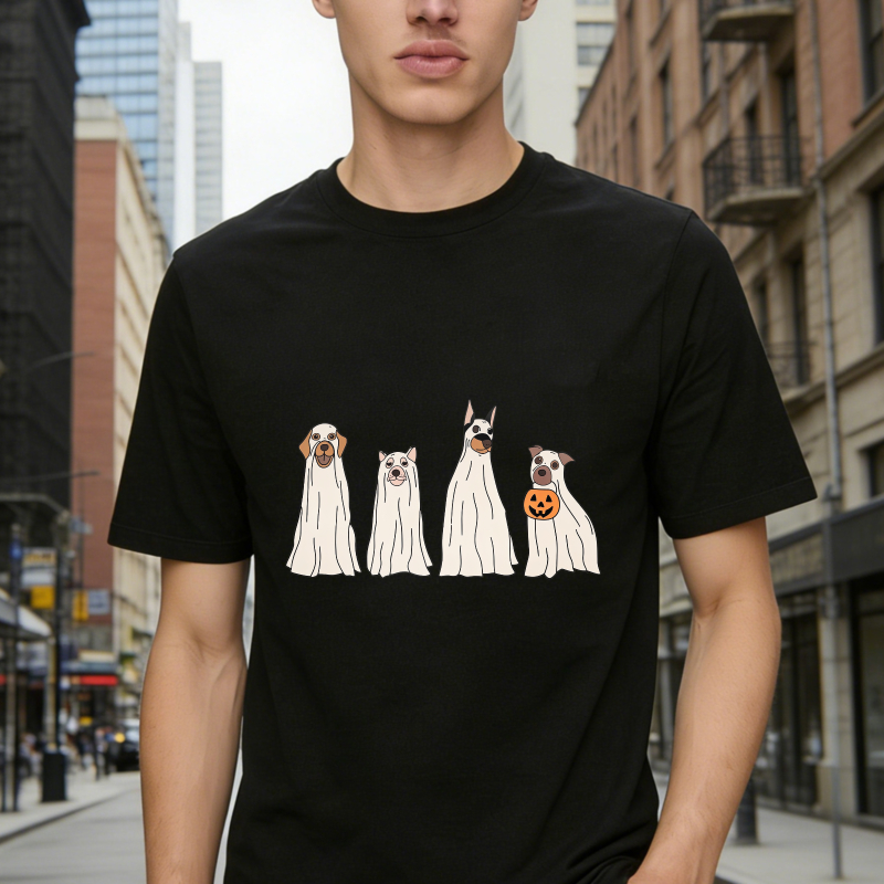 Halloween Ghost Dogs With Pumpkin Unisex Classic T-shirt