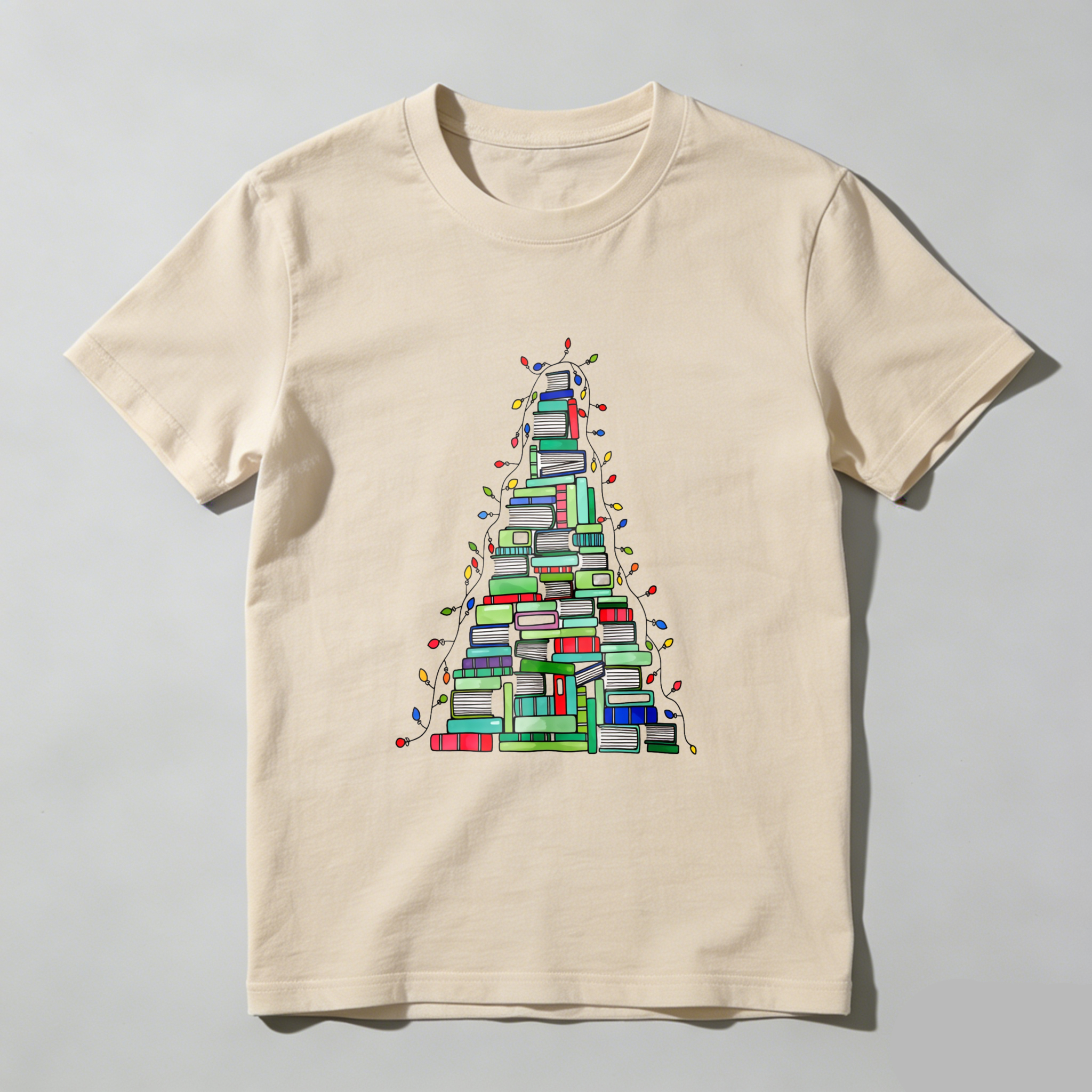 Wardrobecart Books Stacked Into Christmas Tree Shape Tshirt