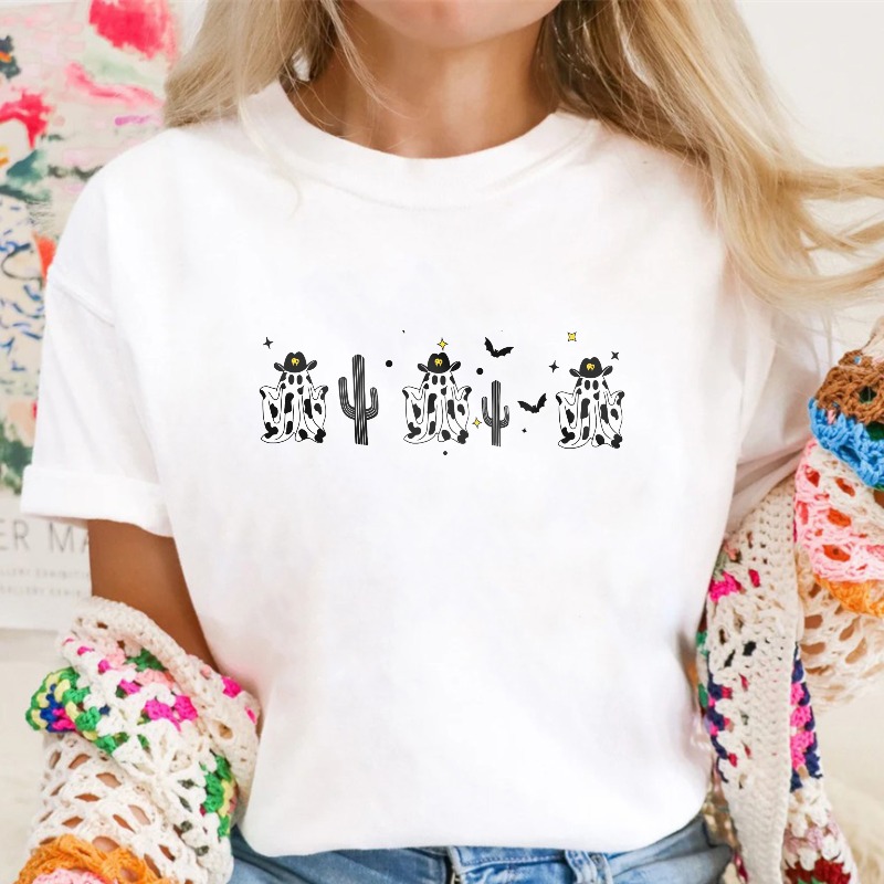 Cute Cartoon Cow And Cactus Pattern Unisex Classic T-shirt
