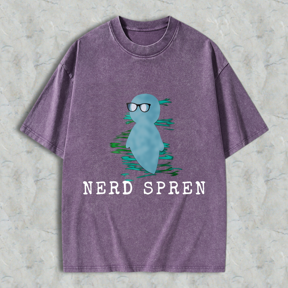Wardrobecart Nerd Spren Character With Glasses And Water Ripple Effect Unisex Washed T-shirt