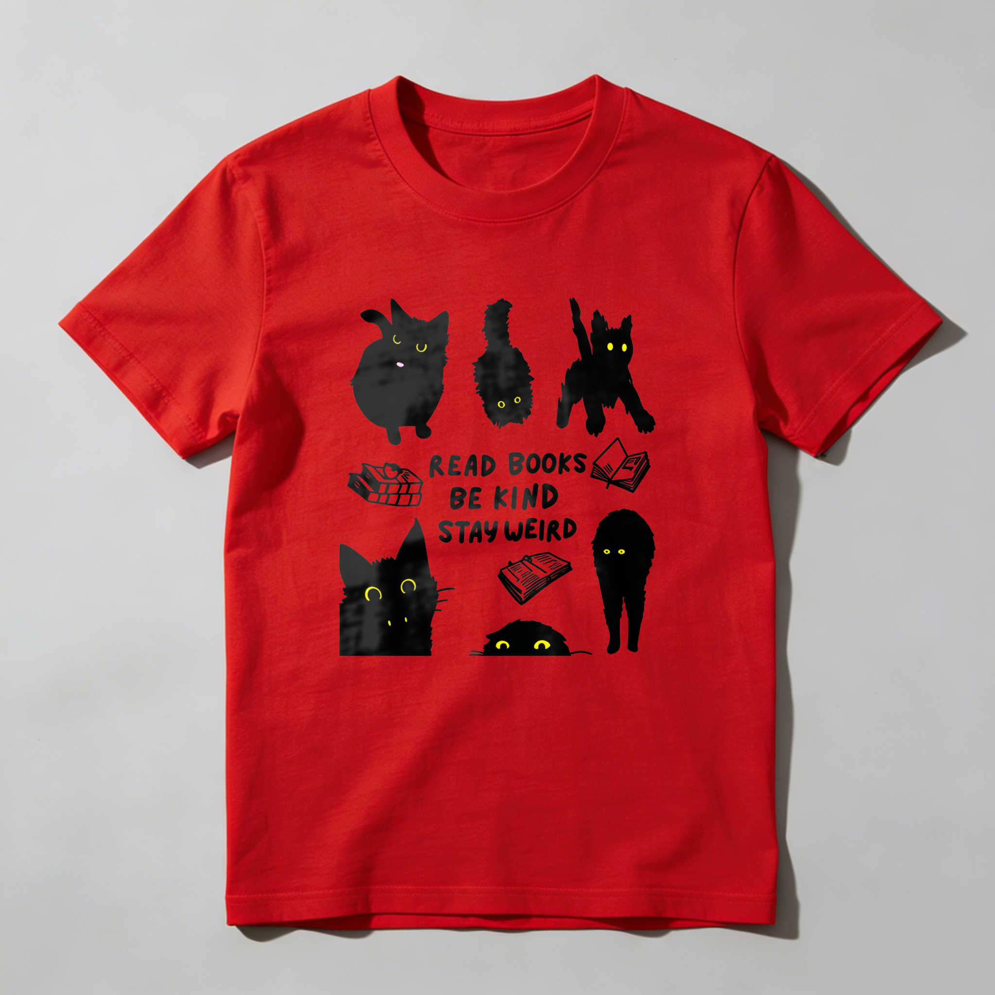 Wardrobecart Cats Books Kindness Weirdest Reading Fun tshirt