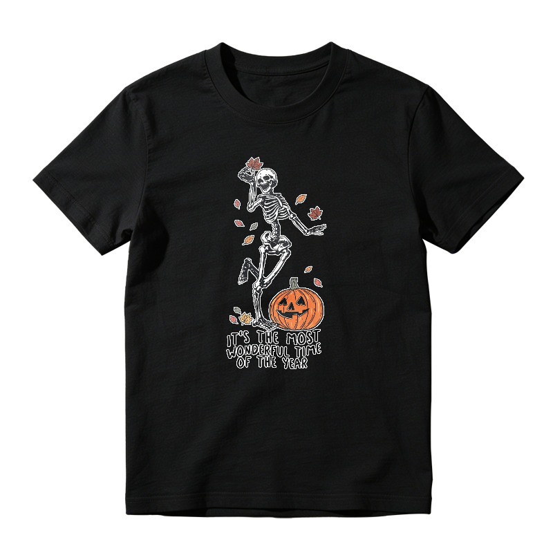 Skeleton Dancing On Pumpkin Its The Most Wonderful Time Of The Year Halloween Unisex Classic T-shirt