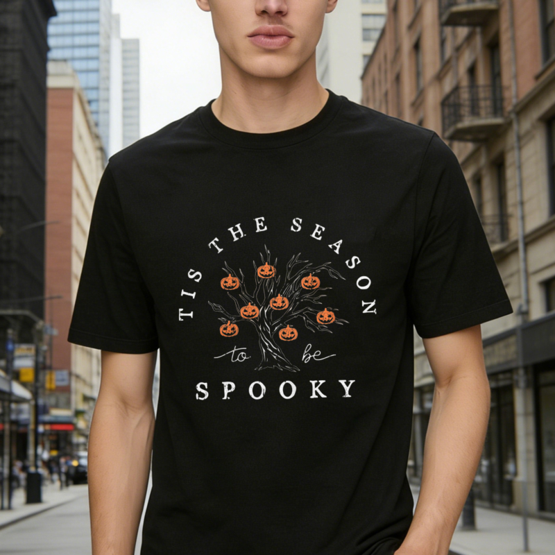 Tis The Season To Be Spooky Halloween Pumpkin Tree Graphic T-shirt