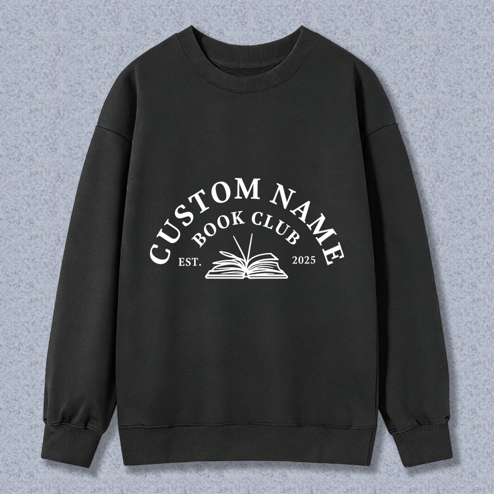 Wardrobecart Custom Name Book Club Est 2025 With Open Book Design Unisex Classic Sweatshirt