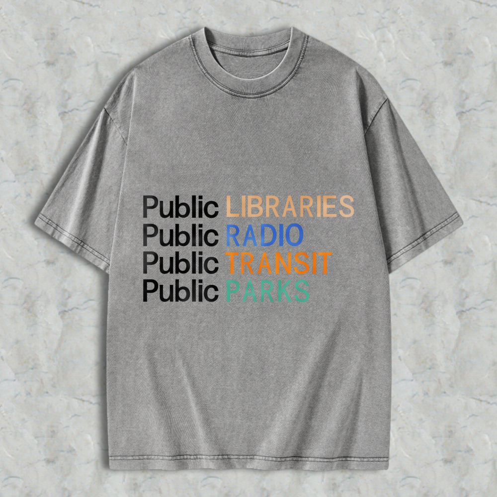 Wardrobecart Libraries Radio Transit Parks Public Unisex Washed T-shirt