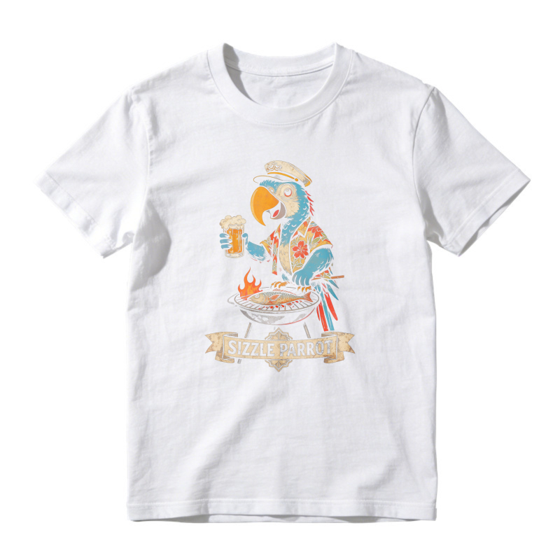 Sizzle Parrot Pirate Bird Grilling Beer Graphic Unisex Classic T-shirt