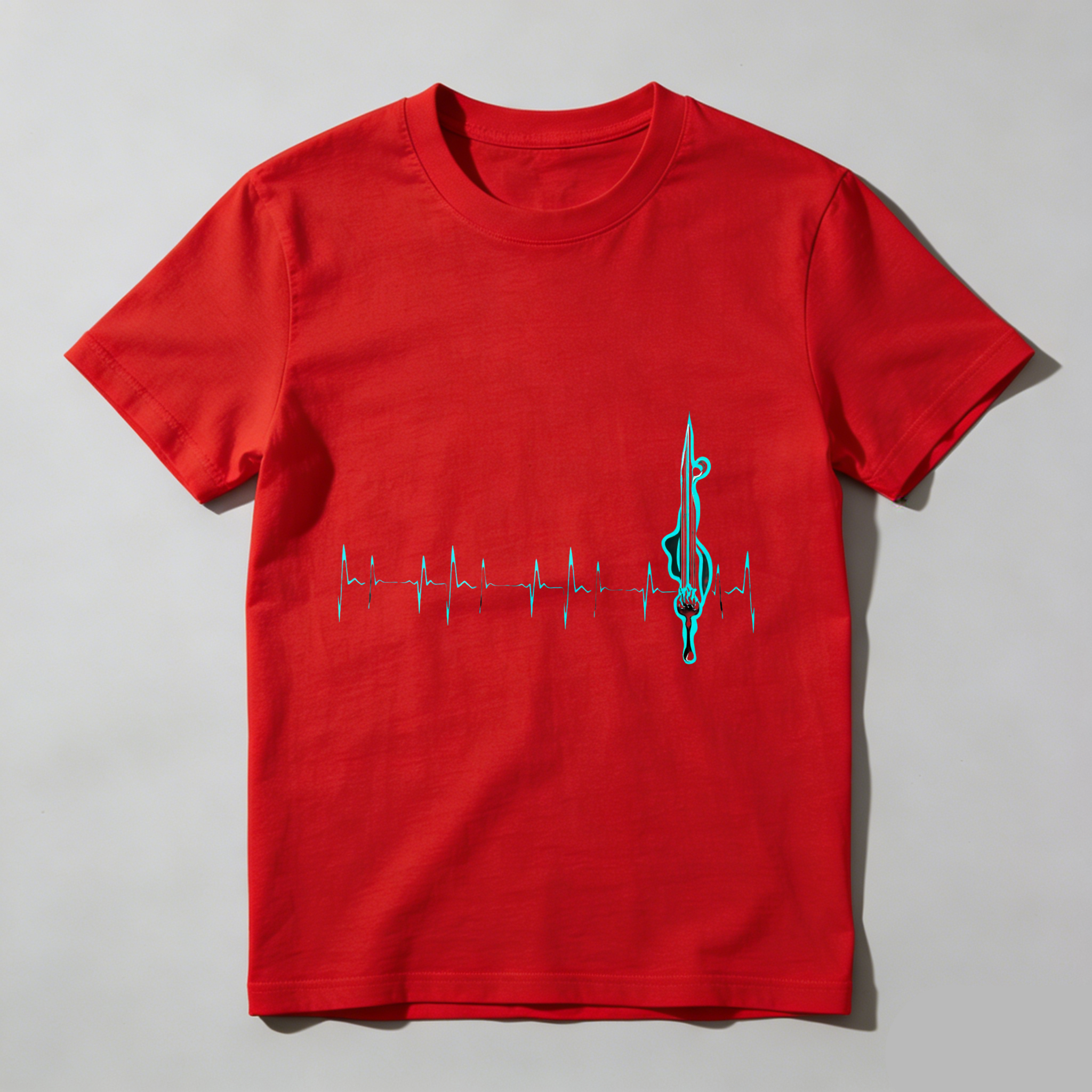 Wardrobecart Heartbeat With Violin Note Pattern Tshirt