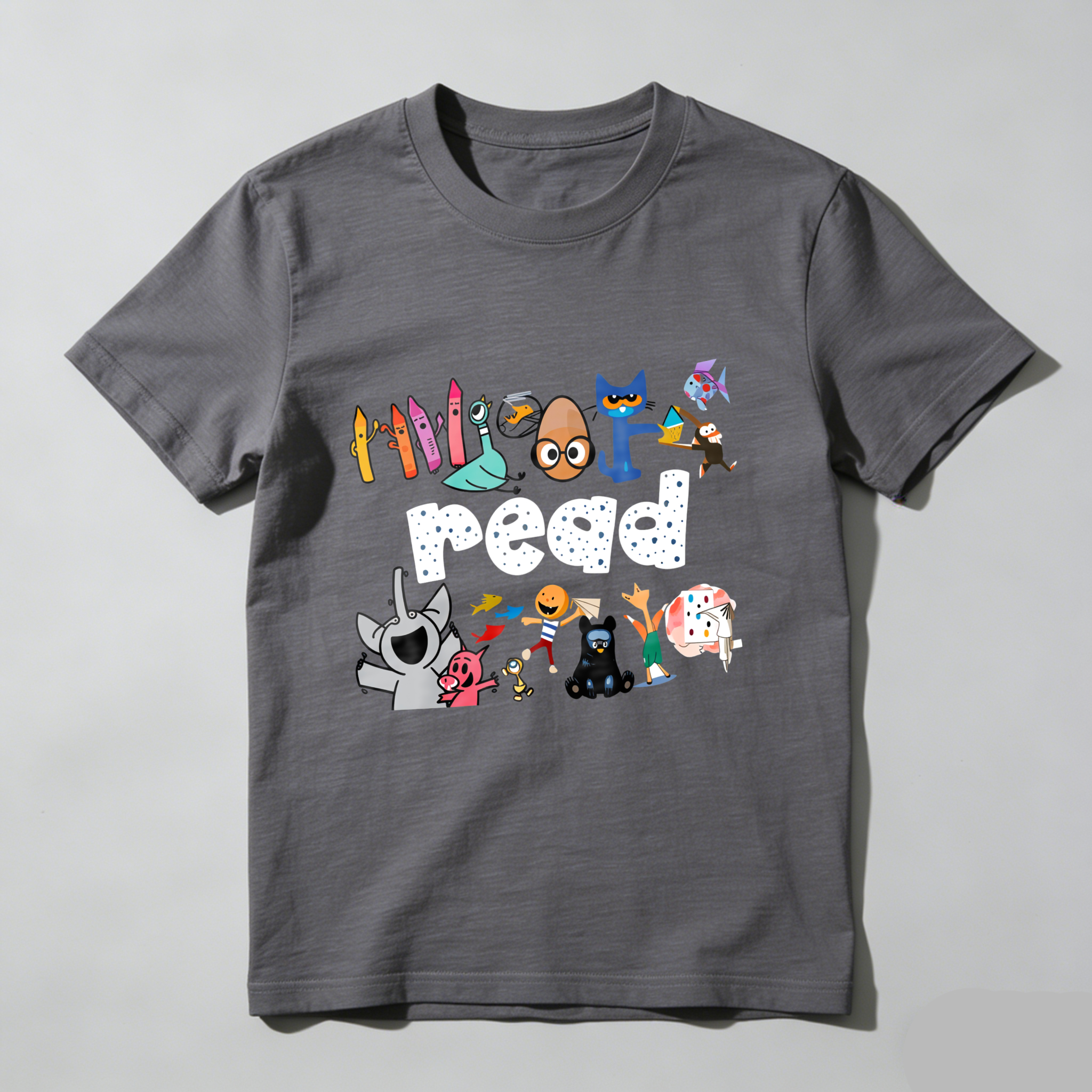 Wardrobecart Colorful Characters Surround Read Text Tshirt