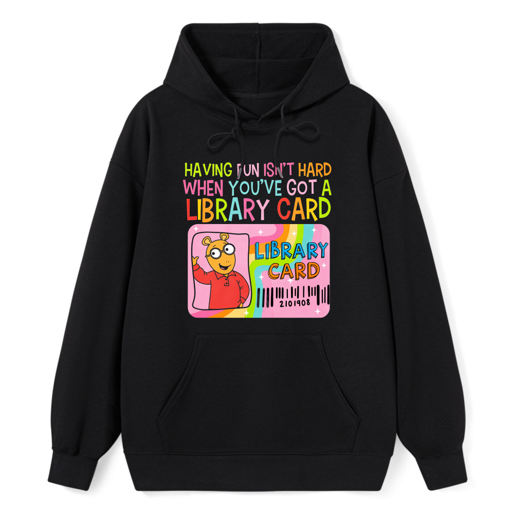 Wardrobecart Library Card Fun Quote With Cartoon Character Unisex Classic Hoodie