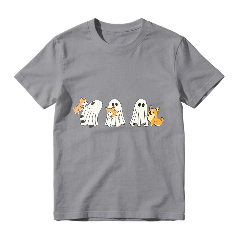 Cute Shiba Inu Dogs And Ghosts Halloween Pattern, Unisex Classic T-shirt