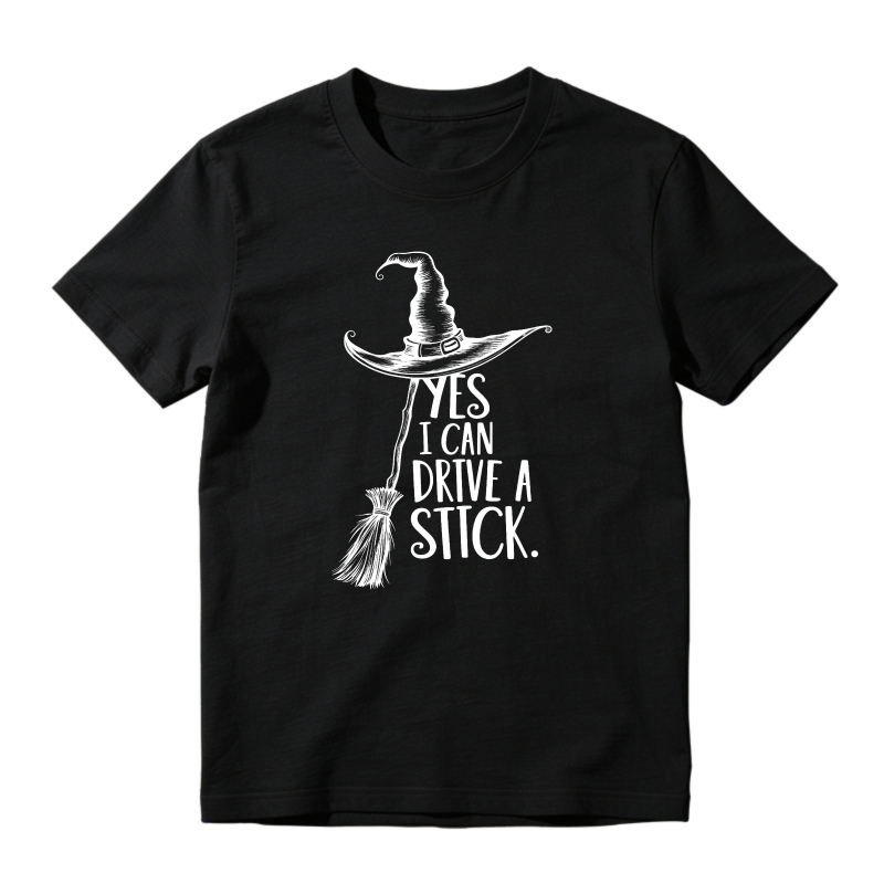 Yes I Can Drive A Stick Witch Broom Halloween Humor Unisex Classic T-shirt