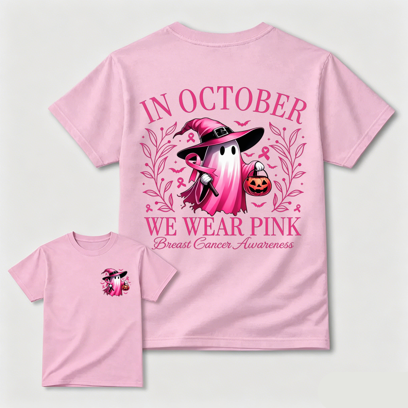 In October We Wear Pink Ghost Breast Cancer Awareness Shirt
