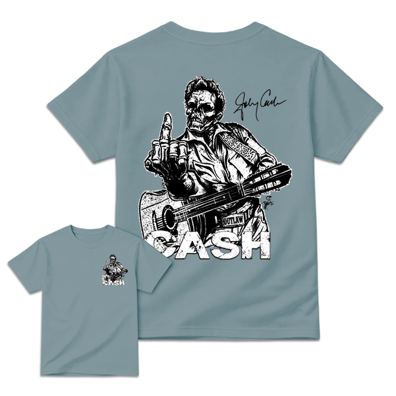 J0hnny Cash Finger Skull Graphic Tee, Country Music Legend Memorial T-Shirt