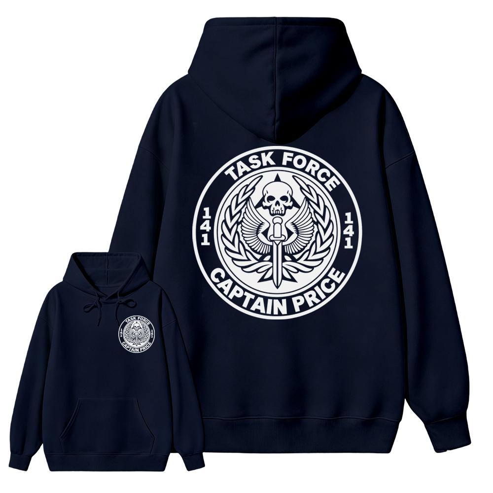 Task F0rce 141 Captain Pr1ce Graphic Hoodie, Military Skull Emblem Hoodie