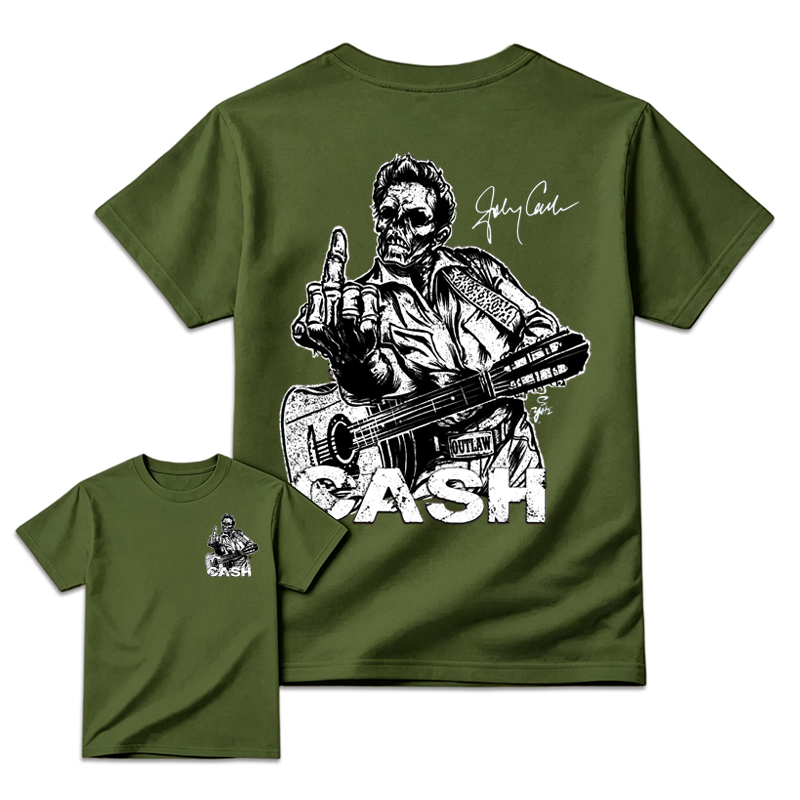J0hnny Cash Finger Skull Graphic Tee, Country Music Legend Memorial T-Shirt