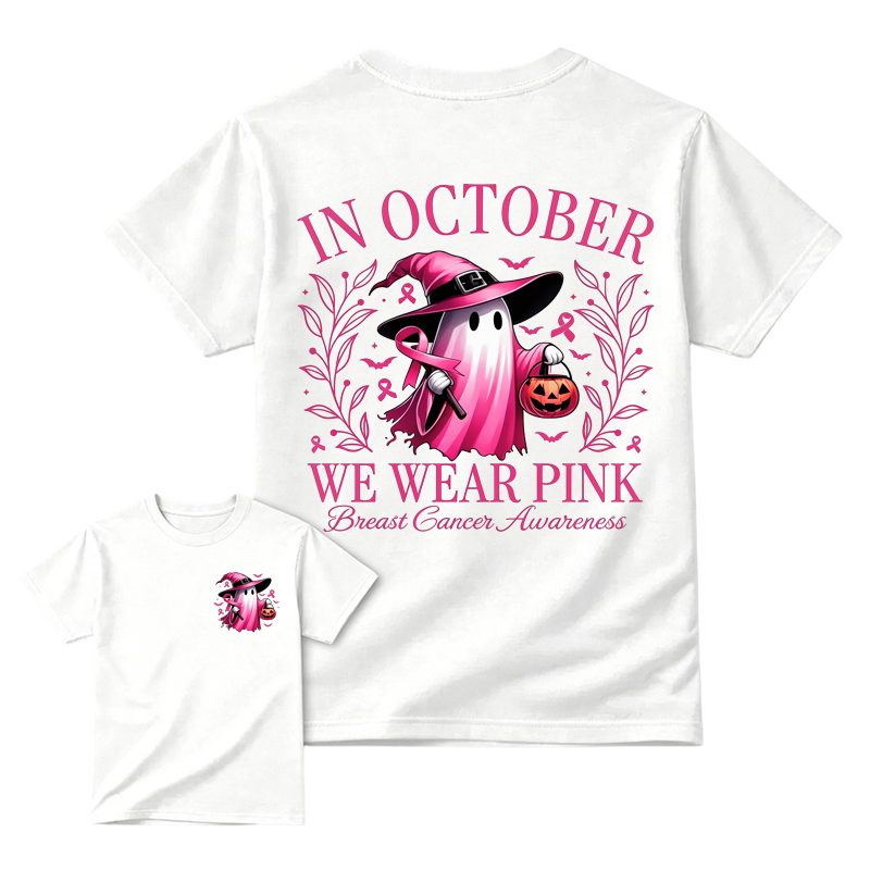 In October We Wear Pink Ghost Breast Cancer Awareness Shirt