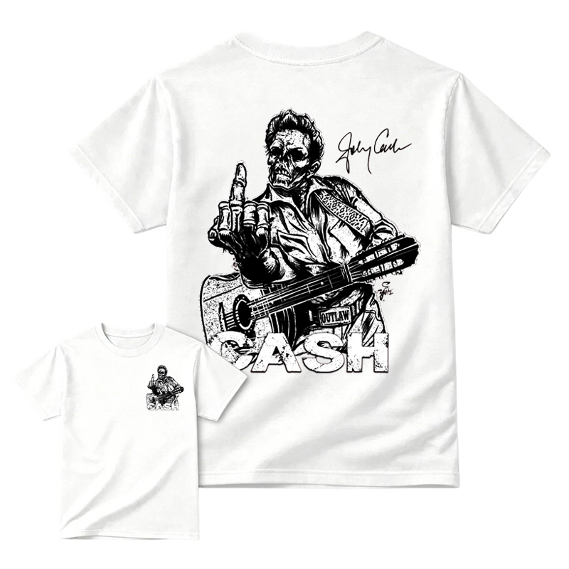 J0hnny Cash Finger Skull Graphic Tee, Country Music Legend Memorial T-Shirt