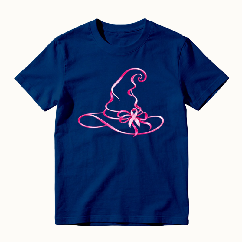 October Breast Cancer Awareness Witch Hat Shirt - Pink Ribbon Halloween Shirt