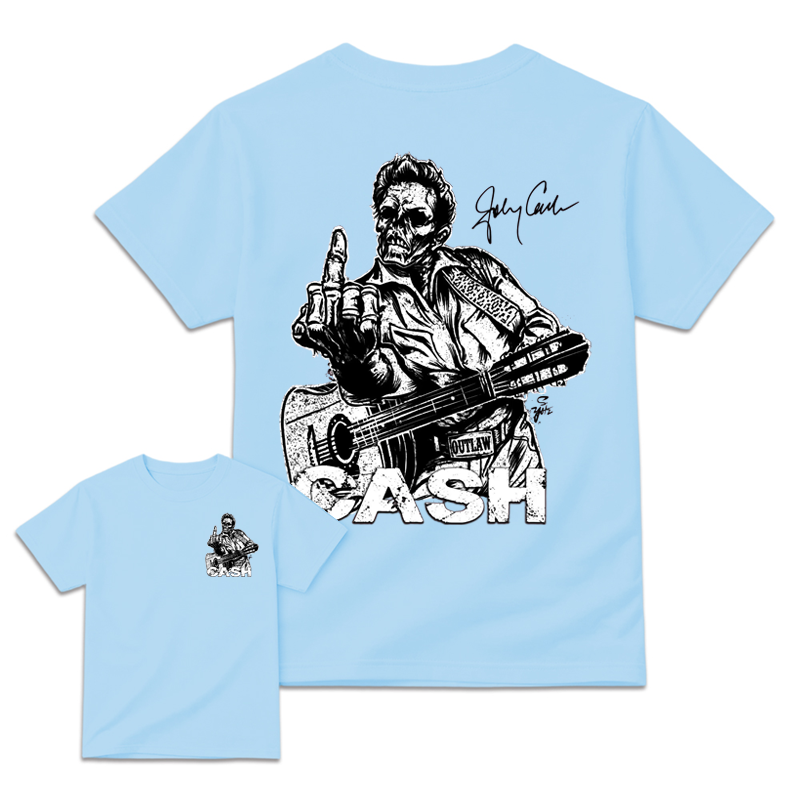 J0hnny Cash Finger Skull Graphic Tee, Country Music Legend Memorial T-Shirt