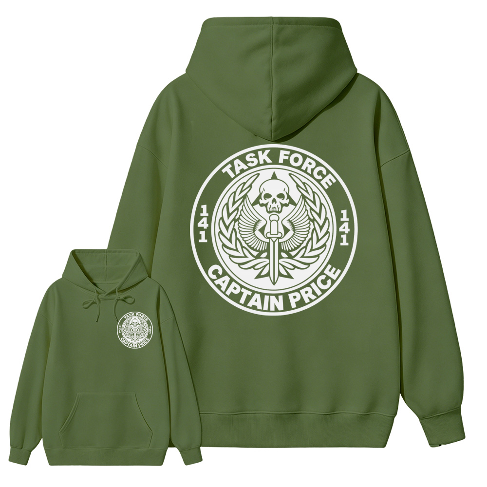 Task F0rce 141 Captain Pr1ce Graphic Hoodie, Military Skull Emblem Hoodie
