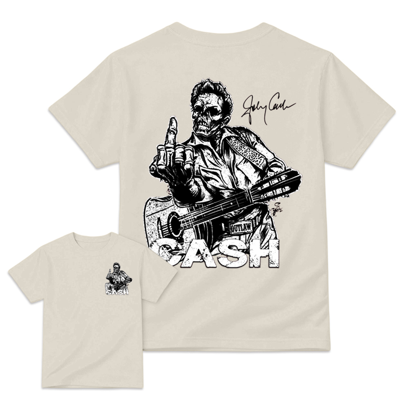 J0hnny Cash Finger Skull Graphic Tee, Country Music Legend Memorial T-Shirt