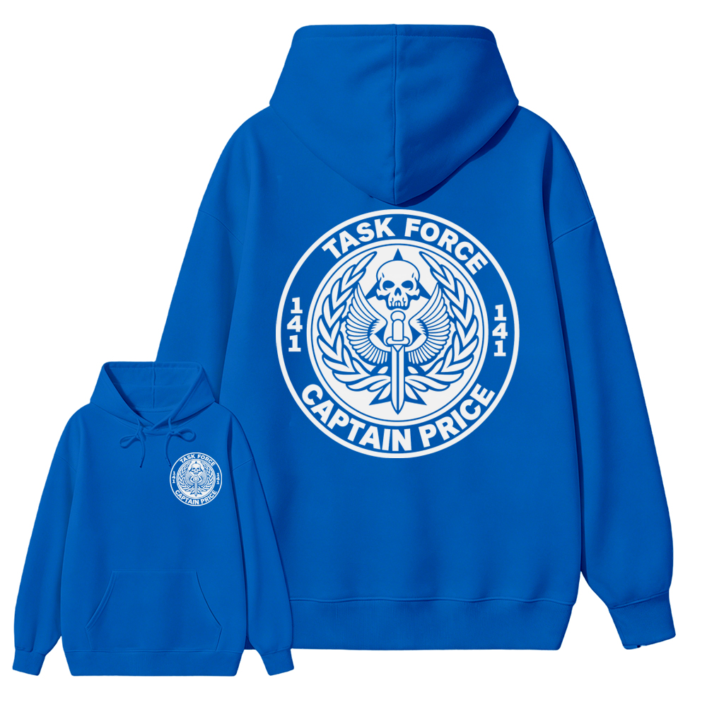 Task F0rce 141 Captain Pr1ce Graphic Hoodie, Military Skull Emblem Hoodie