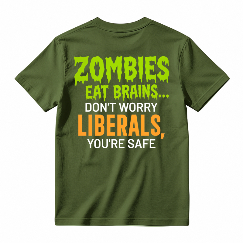 Zombies Eat Brains You're Safe Funny T-shirt