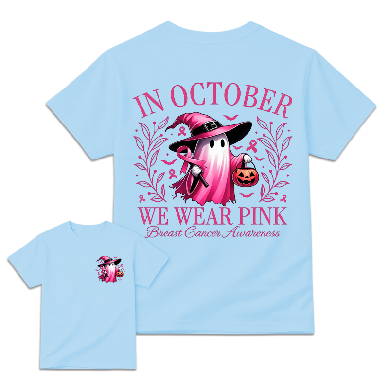 In October We Wear Pink Ghost Breast Cancer Awareness Shirt