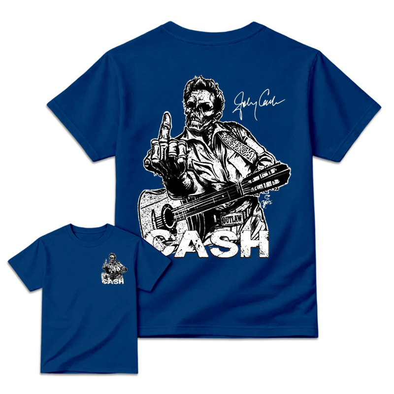 J0hnny Cash Finger Skull Graphic Tee, Country Music Legend Memorial T-Shirt